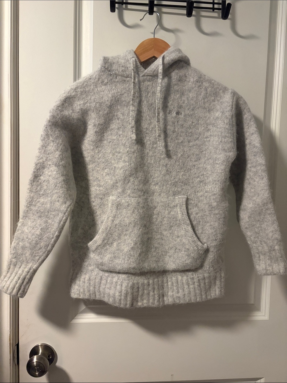 Roots Light Heather Gray Hooded Knit Sweater